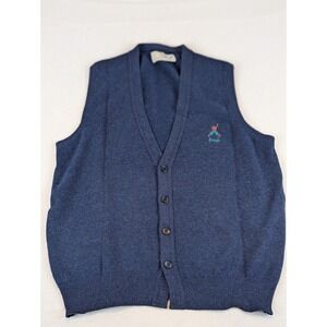 Vintage Pringle of Scotland Wool Knit Vest Blue‎ 44 Sweater Sleeveless